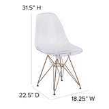 English Elm Commercial Grade Elon Series Ghost Chair with Gold Metal Base