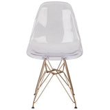 English Elm Commercial Grade Elon Series Ghost Chair with Gold Metal Base