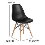 English Elm Commercial Grade Elon Series Plastic Chair with Wooden Legs for Versatile Kitchen, Dining Room, Living Room, Library or Desk Use