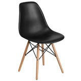 English Elm Commercial Grade Elon Series Plastic Chair with Wooden Legs for Versatile Kitchen, Dining Room, Living Room, Library or Desk Use