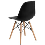 English Elm Commercial Grade Elon Series Plastic Chair with Wooden Legs for Versatile Kitchen, Dining Room, Living Room, Library or Desk Use