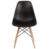 English Elm Commercial Grade Elon Series Plastic Chair with Wooden Legs for Versatile Kitchen, Dining Room, Living Room, Library or Desk Use