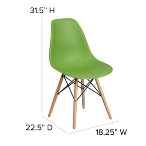 English Elm Commercial Grade Elon Series Plastic Chair with Wooden Legs for Versatile Kitchen, Dining Room, Living Room, Library or Desk Use