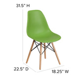 English Elm Commercial Grade Elon Series Plastic Chair with Wooden Legs for Versatile Kitchen, Dining Room, Living Room, Library or Desk Use