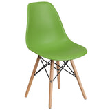 English Elm Commercial Grade Elon Series Plastic Chair with Wooden Legs for Versatile Kitchen, Dining Room, Living Room, Library or Desk Use