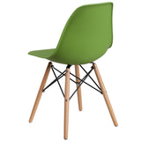 English Elm Commercial Grade Elon Series Plastic Chair with Wooden Legs for Versatile Kitchen, Dining Room, Living Room, Library or Desk Use