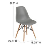 English Elm Commercial Grade Elon Series Plastic Chair with Wooden Legs for Versatile Kitchen, Dining Room, Living Room, Library or Desk Use