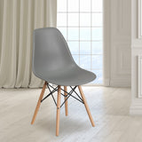 English Elm Commercial Grade Elon Series Plastic Chair with Wooden Legs for Versatile Kitchen, Dining Room, Living Room, Library or Desk Use