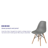 English Elm Commercial Grade Elon Series Plastic Chair with Wooden Legs for Versatile Kitchen, Dining Room, Living Room, Library or Desk Use