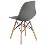 English Elm Commercial Grade Elon Series Plastic Chair with Wooden Legs for Versatile Kitchen, Dining Room, Living Room, Library or Desk Use