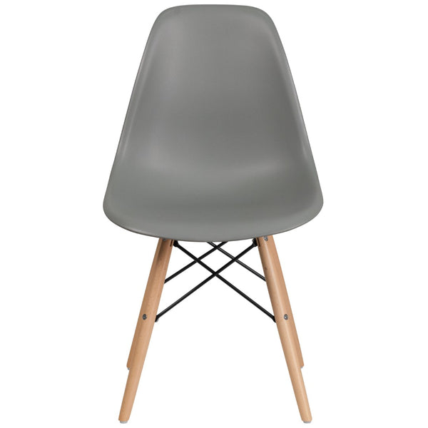 English Elm Commercial Grade Elon Series Plastic Chair with Wooden Legs for Versatile Kitchen, Dining Room, Living Room, Library or Desk Use