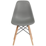 English Elm Commercial Grade Elon Series Plastic Chair with Wooden Legs for Versatile Kitchen, Dining Room, Living Room, Library or Desk Use