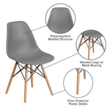 English Elm Commercial Grade Elon Series Plastic Chair with Wooden Legs for Versatile Kitchen, Dining Room, Living Room, Library or Desk Use