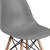 English Elm Commercial Grade Elon Series Plastic Chair with Wooden Legs for Versatile Kitchen, Dining Room, Living Room, Library or Desk Use