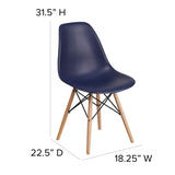 English Elm Commercial Grade Elon Series Plastic Chair with Wooden Legs for Versatile Kitchen, Dining Room, Living Room, Library or Desk Use