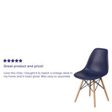 English Elm Commercial Grade Elon Series Plastic Chair with Wooden Legs for Versatile Kitchen, Dining Room, Living Room, Library or Desk Use