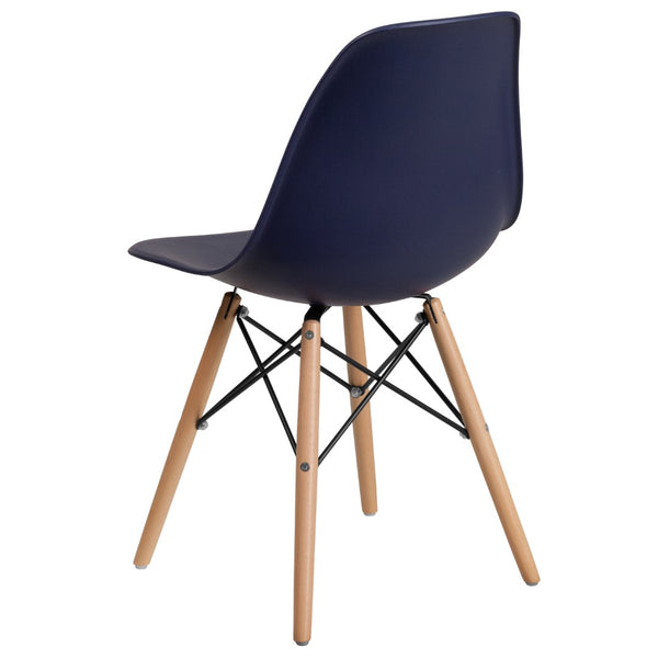 English Elm Commercial Grade Elon Series Plastic Chair with Wooden Legs for Versatile Kitchen, Dining Room, Living Room, Library or Desk Use