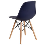 English Elm Commercial Grade Elon Series Plastic Chair with Wooden Legs for Versatile Kitchen, Dining Room, Living Room, Library or Desk Use