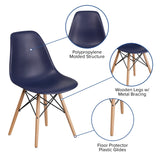 English Elm Commercial Grade Elon Series Plastic Chair with Wooden Legs for Versatile Kitchen, Dining Room, Living Room, Library or Desk Use