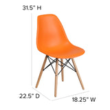 English Elm Commercial Grade Elon Series Plastic Chair with Wooden Legs for Versatile Kitchen, Dining Room, Living Room, Library or Desk Use