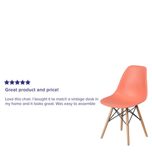 English Elm Commercial Grade Elon Series Plastic Chair with Wooden Legs for Versatile Kitchen, Dining Room, Living Room, Library or Desk Use