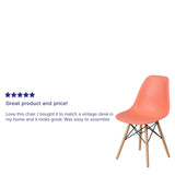 English Elm Commercial Grade Elon Series Plastic Chair with Wooden Legs for Versatile Kitchen, Dining Room, Living Room, Library or Desk Use