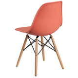 English Elm Commercial Grade Elon Series Plastic Chair with Wooden Legs for Versatile Kitchen, Dining Room, Living Room, Library or Desk Use