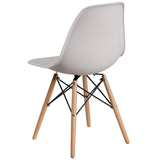 English Elm Commercial Grade Elon Series Plastic Chair with Wooden Legs for Versatile Kitchen, Dining Room, Living Room, Library or Desk Use