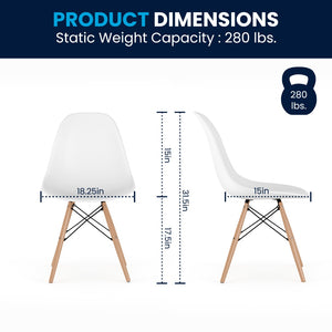 English Elm Commercial Grade Elon Series Plastic Chair with Wooden Legs for Versatile Kitchen, Dining Room, Living Room, Library or Desk Use