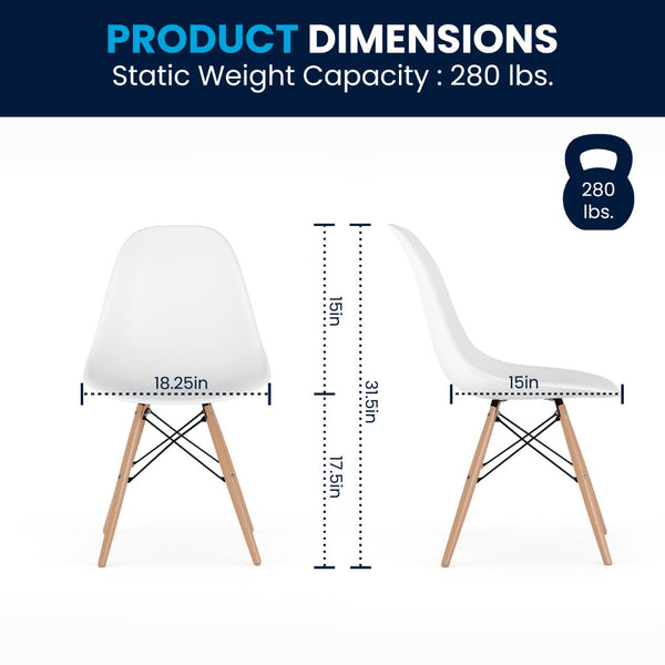 English Elm Commercial Grade Elon Series Plastic Chair with Wooden Legs for Versatile Kitchen, Dining Room, Living Room, Library or Desk Use