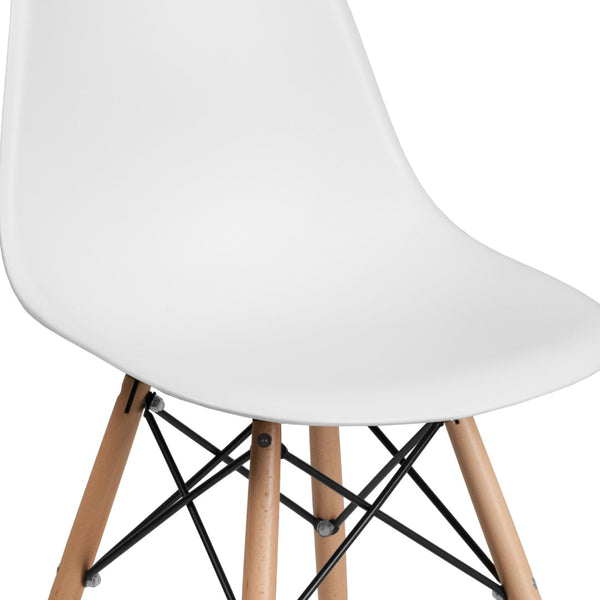 English Elm Commercial Grade Elon Series Plastic Chair with Wooden Legs for Versatile Kitchen, Dining Room, Living Room, Library or Desk Use