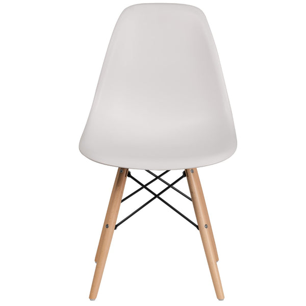 English Elm Commercial Grade Elon Series Plastic Chair with Wooden Legs for Versatile Kitchen, Dining Room, Living Room, Library or Desk Use