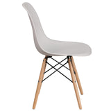 English Elm Commercial Grade Elon Series Plastic Chair with Wooden Legs for Versatile Kitchen, Dining Room, Living Room, Library or Desk Use