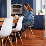 English Elm Commercial Grade Elon Series Plastic Chair with Wooden Legs for Versatile Kitchen, Dining Room, Living Room, Library or Desk Use