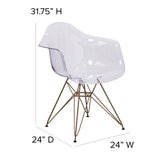 English Elm Commercial Grade Series Transparent Side Chair with Gold Base