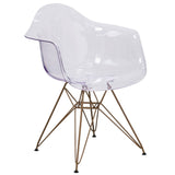 English Elm Commercial Grade Series Transparent Side Chair with Gold Base