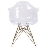 English Elm Commercial Grade Series Transparent Side Chair with Gold Base