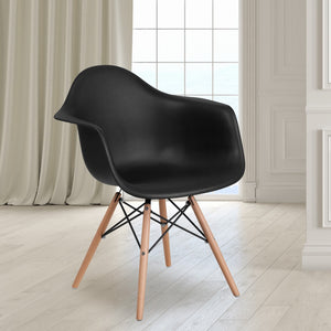 English Elm Commercial Grade Series Plastic Chair with Wooden Legs