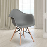 English Elm Commercial Grade Series Plastic Chair with Wooden Legs