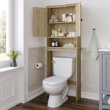 English Elm Farmhouse Over the Toilet Shelf Cabinet, Magnetic Close Doors, Adjustable In-Cabinet Shelf, Lower Open Shelf, Metal Handles and Hinges,