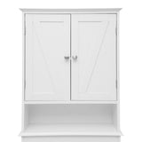 English Elm Farmhouse Over the Toilet Shelf Cabinet, Magnetic Close Doors, Adjustable In-Cabinet Shelf, Lower Open Shelf, Metal Handles and Hinges,