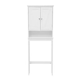 English Elm Farmhouse Over the Toilet Shelf Cabinet, Magnetic Close Doors, Adjustable In-Cabinet Shelf, Lower Open Shelf, Metal Handles and Hinges,