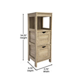 English Elm Farmhouse Bathroom Storage Organizer with Two Removable Drawers and Open Display Shelf