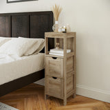 English Elm Farmhouse Bathroom Storage Organizer with Two Removable Drawers and Open Display Shelf