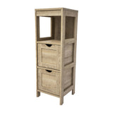 English Elm Farmhouse Bathroom Storage Organizer with Two Removable Drawers and Open Display Shelf