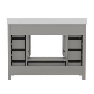 English Elm Commercial Grade 48 Inch Bathroom Vanity with Sink, Storage Cabinet with Soft Close Doors, and 9 Drawers, Carrara Marble Finish Countertop,