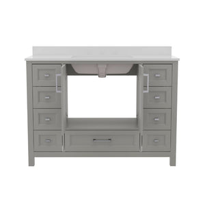 English Elm Commercial Grade 48 Inch Bathroom Vanity with Sink, Storage Cabinet with Soft Close Doors, and 9 Drawers, Carrara Marble Finish Countertop,