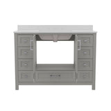 English Elm Commercial Grade 48 Inch Bathroom Vanity with Sink, Storage Cabinet with Soft Close Doors, and 9 Drawers, Carrara Marble Finish Countertop,