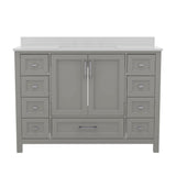 English Elm Commercial Grade 48 Inch Bathroom Vanity with Sink, Storage Cabinet with Soft Close Doors, and 9 Drawers, Carrara Marble Finish Countertop,