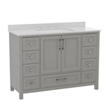 English Elm Commercial Grade 48 Inch Bathroom Vanity with Sink, Storage Cabinet with Soft Close Doors, and 9 Drawers, Carrara Marble Finish Countertop,